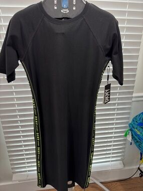 DKNY Black Dress with Neon Logo Tape